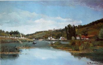 Camille Pissarro : The Banks of the Marne at Chennevieres